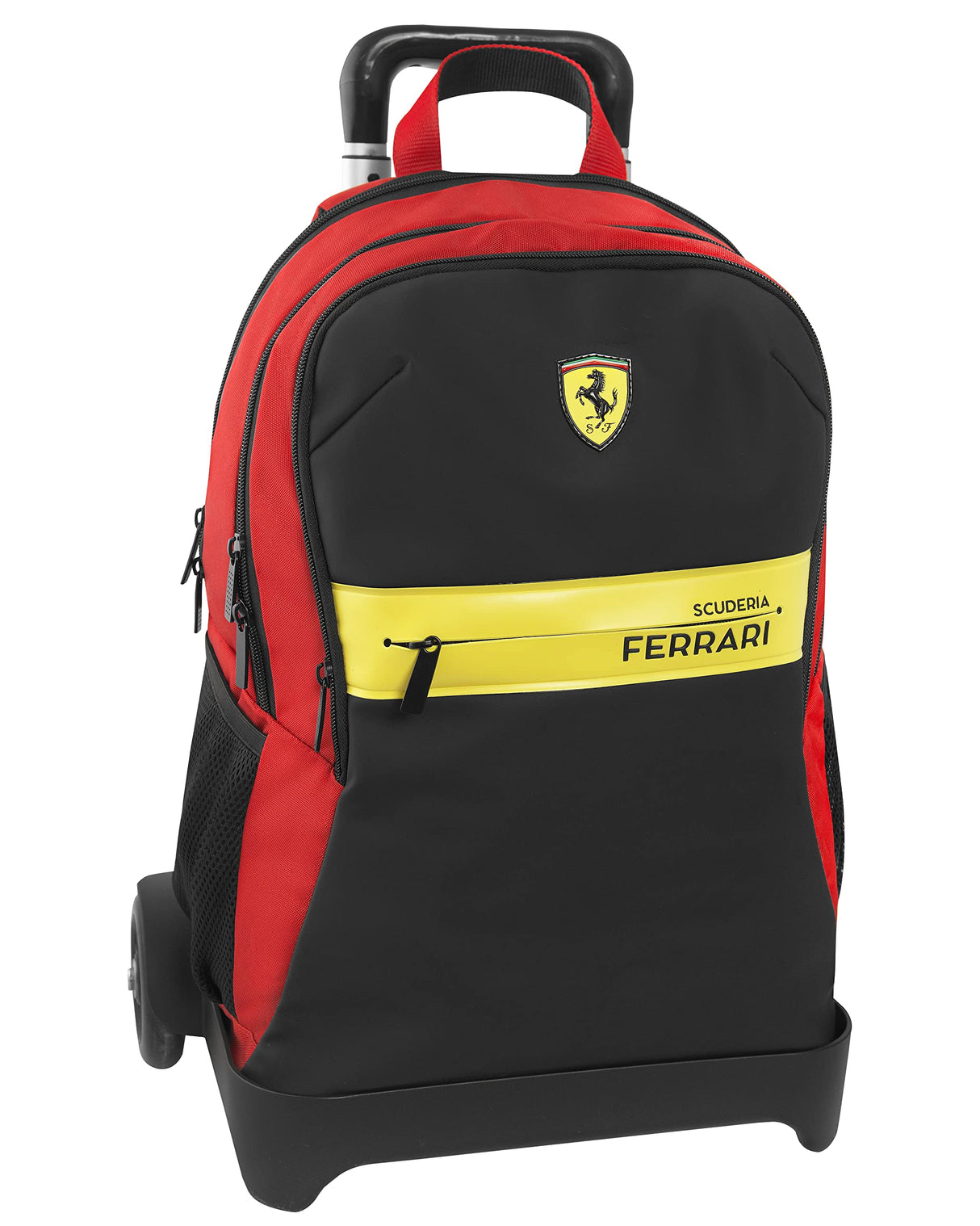 Ferrari – Mochila con carrito desmontable ajustable con asa y tirantes retráctiles, cremallera y bolsillo frontal con cremallera – Mochila escolar 36 x 23 x 47 cm, rojo, Talla única, Casual