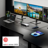 Kensington K35201EU - Estación de Acoplamiento SD5000T5 EQ Thunderbolt 5, Triple Monitor 8K/4K, Lector de Tarjetas SD y Micro SD, Alimentación 140W, 3X Thunderbolt 5, Ethernet y USB 3.2 Gen2, Gris
