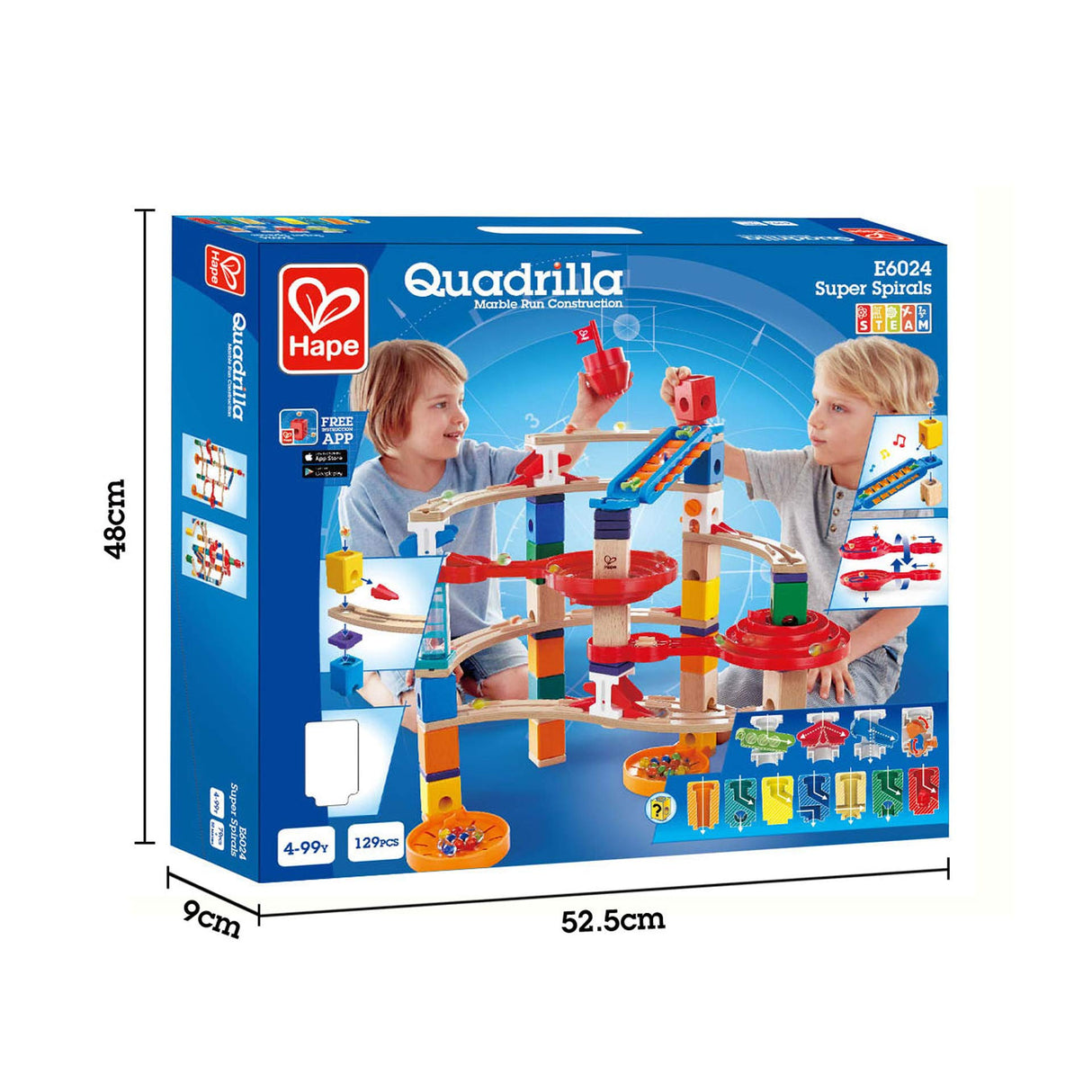 Súper Espiral de Hape | Paquete de Expansión para Circuito de Canicas Quadrilla con Pista de Xilófono, Giros y Espirales para Niños y Niñas a Partir de 4 años