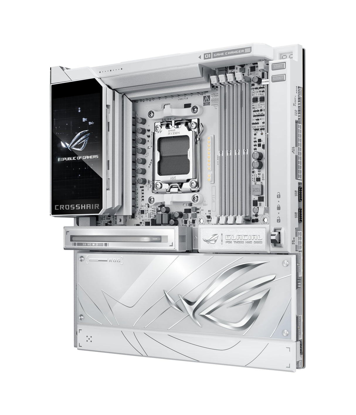 ASUS ROG CROSSHAIR X870E GLACIAL - Motherboard - E-ATX - Socket AM5 - AMD X870E Chipsatz - USB4, USB-C 3.2 Gen2, USB 3.2 Gen 2, USB 3.2 Gen 1, USB-C 3.2 Gen 2x2 - Wi-Fi 7, Bluetooth, 2 x 10 Gigabit L