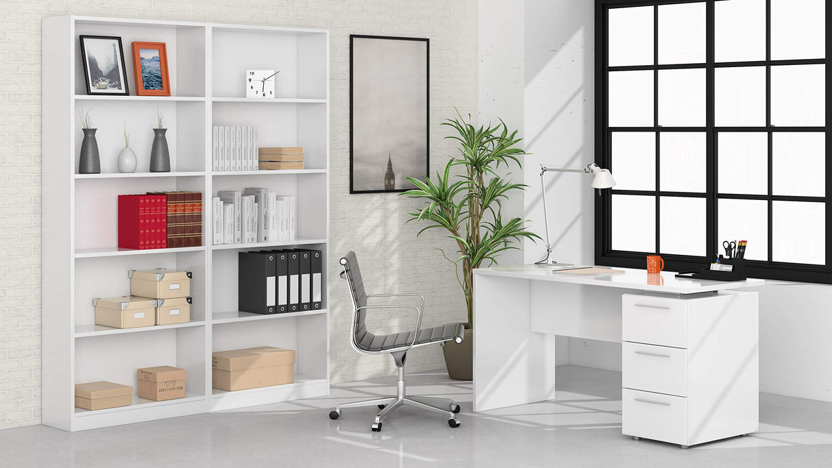 Habitdesign Mesa de Despacho 3 Cajones, Mesa Escritorio, Modelo Stylus, Acabado en Color Blanco Artik, Medidas: 138 (Ancho) x 60 cm (Fondo) x 74 (Alto)