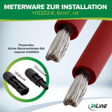 InLine Cable solar de 6 mm², 100 m, cable de instalación, por metro, rojo, H1Z2Z2-K, fotovoltaico, resistente a los rayos UV y duradero, 94600R