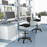 hjh OFFICE Silla de Trabajo Silla giratoria Top Work 05 Tela Alta con Respaldo reposapies Altura Ajustable Negro