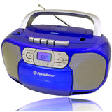 Roadstar RCR-4635UMP/BL Radio CD Portátil Cassette, Radio Digital PLL FM, Boombox Reproductor CD-MP3, USB, AUX-IN, Salida de Auriculares, Azul