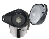 alfi GETRÄNKESPENDER 2,2 l, jarra con bomba de acero inoxidable pulido con inserción de vidrio duro, bomba integrada, mantiene el calor 12 horas y el frío 24 horas, 24 tazas, fondo 360°, para catering