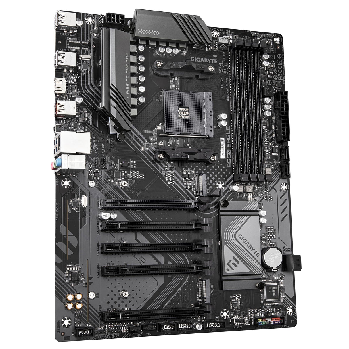 GIGABYTE B550 Eagle Placa Base - Procesadores AMD Ryzen Serie 5000 G, VRM de 10+3+1 Fases, hasta 3200 MHz DDR4, 1xPCIe 4.0 + 1xPCIe 3.0 M.2, LAN 1GbE, USB 3.2 Gen 2