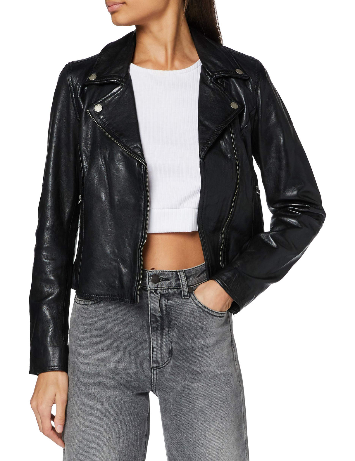 Freaky Nation Bali-FN SC Chaqueta de Cuero, Black, XL para Mujer