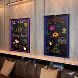 VEVOR Tablero de Escritura de Mensajes LED, Pizarra Iluminada Borrable de 598 x 798 x 9 mm, Tablero de Letrero de Menú con Efecto Neón, con 8 Marcadores de Tiza Fluorescentes y Control Remoto, RGB