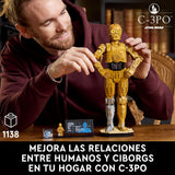 LEGO Star Wars 75398 C-3PO Figura de Droide - Kit de Maquetas para Adultos de Colección - Base, Placa Informativa y Minifigura - Regalo para Hombres y Mujeres Fans de la Saga