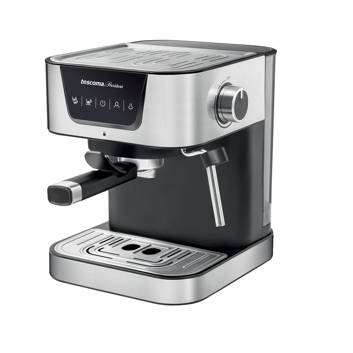 Tescoma 909010 - Máquina de espresso manual de 19 bar, con lanza de vapor, brazo de doble salida, calentadores de suelo, línea President