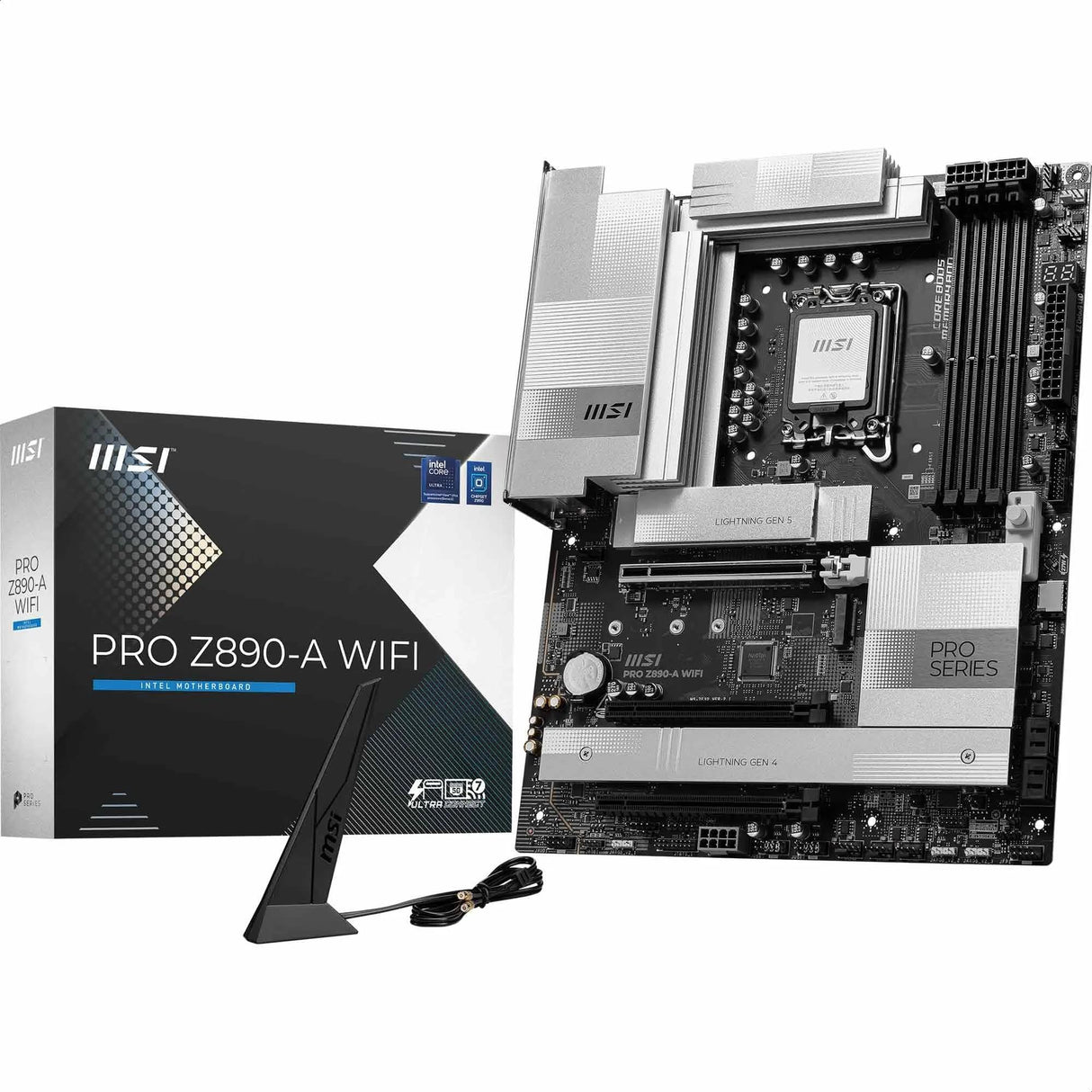 MSI PRO Z890-A WIFI Placa base, ATX - Soporta procesadores Intel Core Ultra (Serie 2), LGA 1851 - 90A SPS VRM, DDR5 Memory Boost (9200+ MT/s OC), PCIe 5.0 x16 & 4.0 x16, M.2 Gen5, Wi-Fi 7, 5G LAN