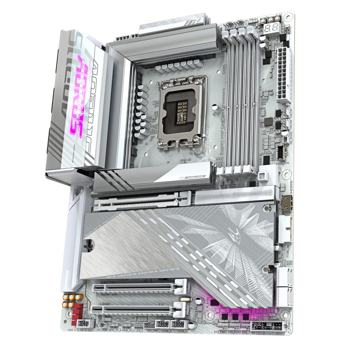 GIGABYTE Placa Base Z890 AORUS Elite X Ice - Compatible con procesadores Intel Core Ultra (Serie 2), 16+1+2 Fases VRM, hasta 9500MHz DDR5 (OC), 1xPCIe 5.0 + 4xPCIe 4.0, Wi-Fi 7, LAN 2.5GbE