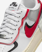 NIKE Air Force 1 Shadow, Sneaker Mujer, White Gym Red Black Metallic Silver, 41 EU