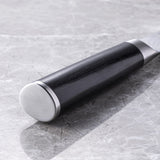 KAI Shun Classic cuchillo de cocina japonés 20 cm de longitud de hoja con alveolos - Cuchillo de Damasco 32 capas núcleo VG MAX - 61 (±1) HRC - Mango de madera Pakka - Hecho en Japón