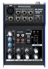 Pronomic M-502 Mesa de Mezclas Live/Studio (1 Canal Mono XLR/Jack, 2 Canales Estéreo, EQ de 3 Bandas, Alimentación Phantom de 48V)