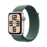 Apple Watch SE de 2.ª generación GPS + Cellular Smartwatch con Caja de Aluminio en Blanco Estrella de 44 mm y Correa Loop Deportiva Verde Lago. Monitores de entreno y sueño y Neutro en Carbono