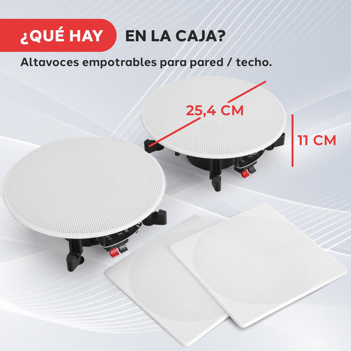 Pyle Altavoces Estereo,10”, 300W, 2 vias, Empotrables, Techo, Pared, Red de Cruce electronico, 35Hz-20kHz