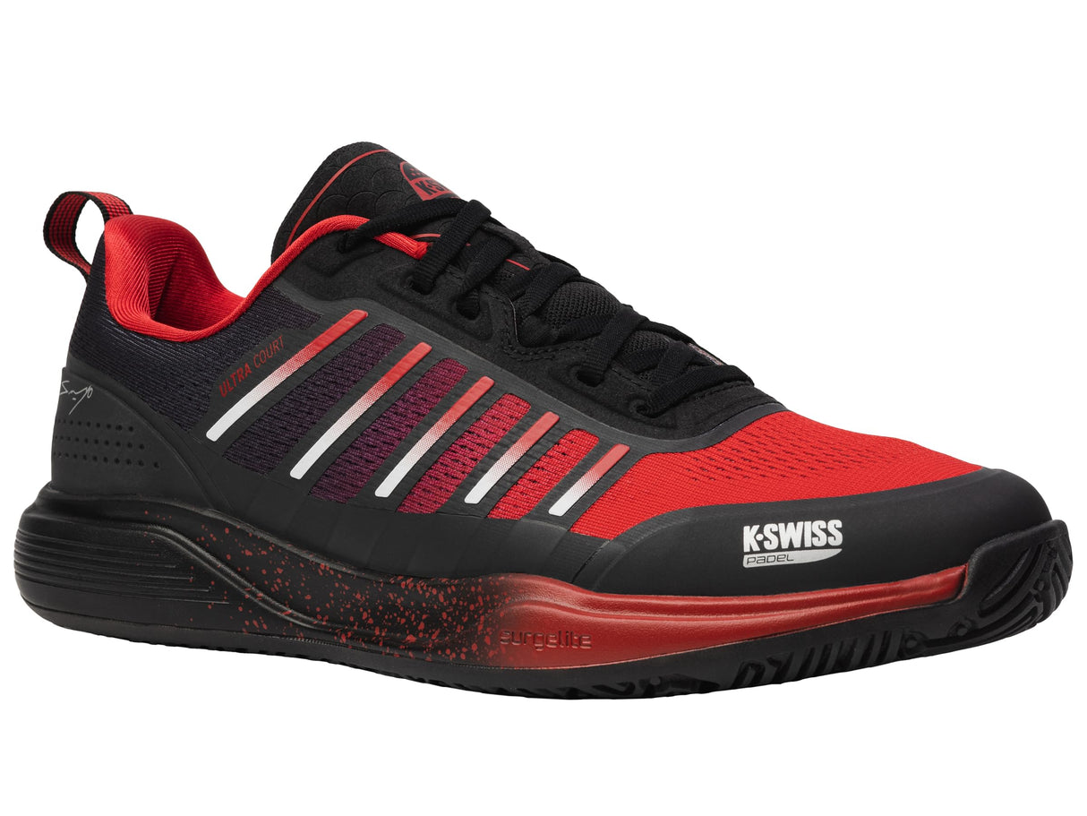 K-Swiss Ultra Court Padel, Tenis Shoe Hombre, Black Anthracite Sanyo Red, 42 EU