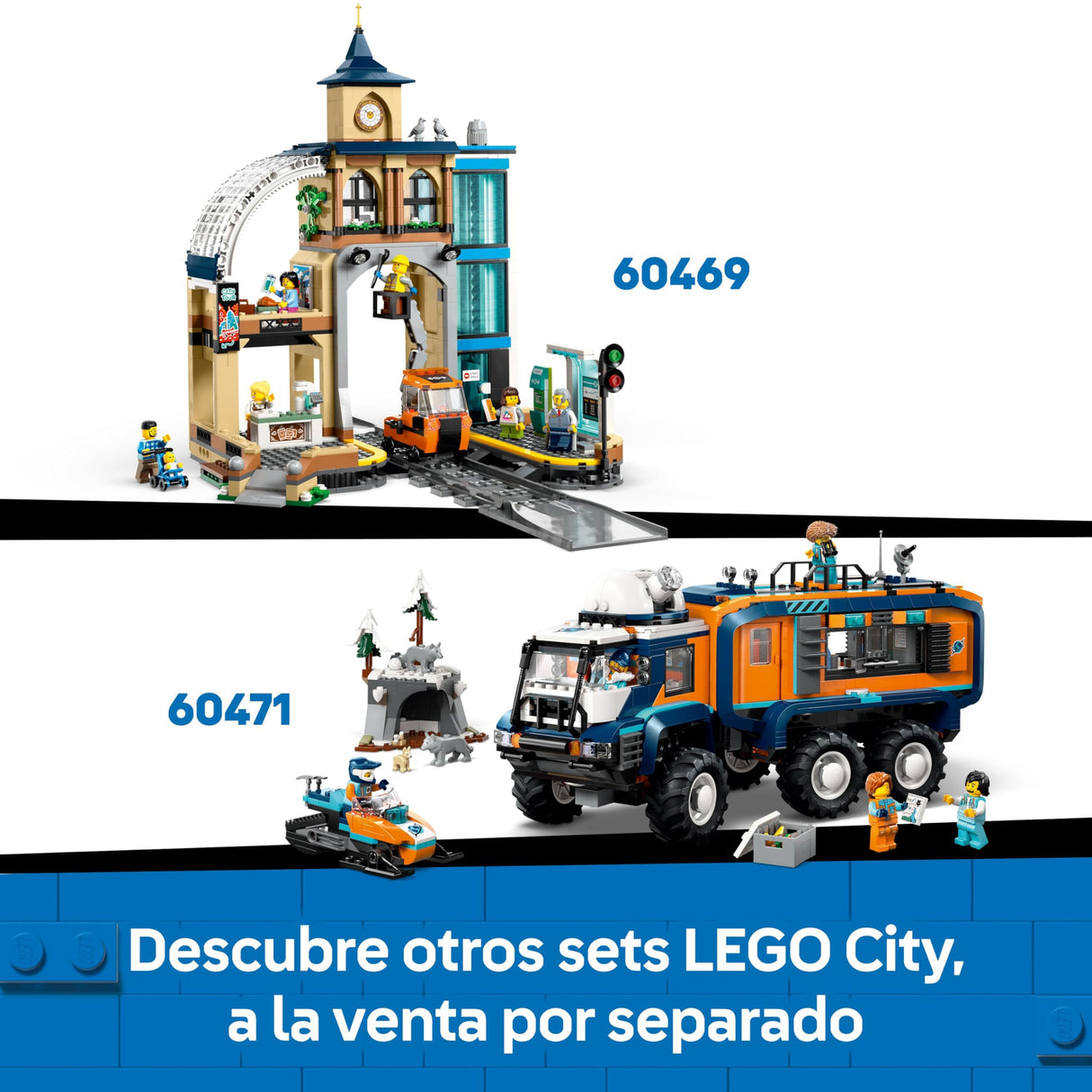 LEGO City Tren Expreso Polar Ártico de los Exploradores - Tren de Juguete Teledirigido - Quitanieves, 22 Tramos de Vías, 6 Minifiguras y Caída de Rocas - Regalo para Niños y Niñas de 7+ Años 60470