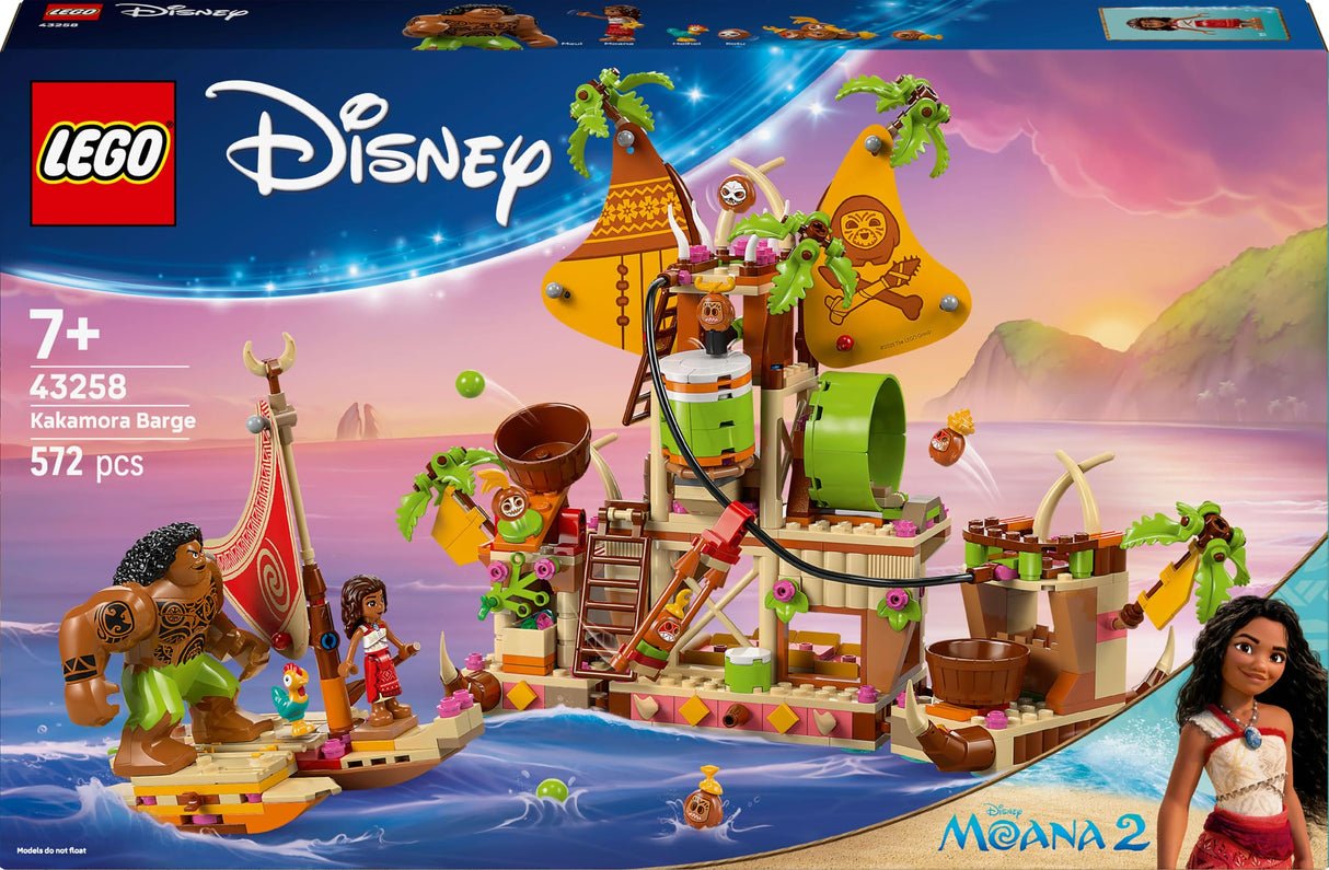 LEGO | Disney Vaiana 2 Barcaza de los Kakamora - Barco de Juguete con Tesoro Para Niñas y Niños de 7+ Años - Mini Muñeca de Vaiana y Figura de Maui - Regalo de Cumpleaños Coleccionable para Fans 43258