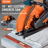 VEVOR Sierra Eléctrica para Hormigón 406mm 2800W Sierra Circular de Alta Potencia Profundidad de Corte de 152mm Sierra de Disco Húmeda/Seca con Tubería de Agua Bomba de Agua Hoja para Piedra Ladrillo