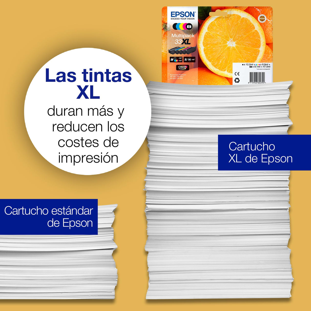 Epson C13T33574011- Cartucho de tinta para impresora, Multicolor, Paquete de 5, Ya disponible en Amazon Dash Replenishment, XL