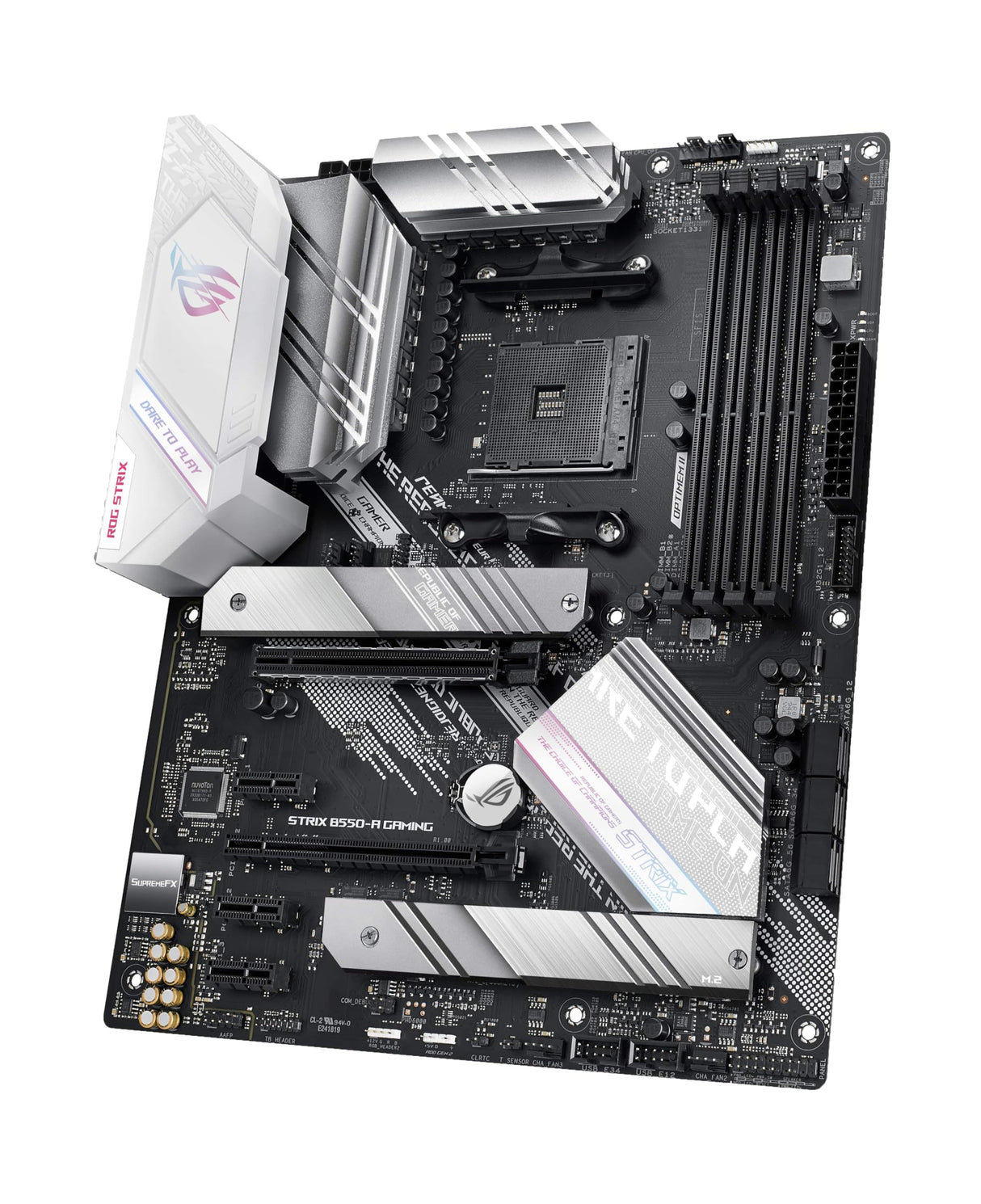 ASUS Rog Strix B550-A Gaming - Placa Base de Gaming ATX AM4 AMD B550 Ryzen (PCIE 4.0, etapas de Potencia agrupadas, Intel 2.5Gb Ethernet, Dos M.2 con disipadores, SATA 6 Gbps, Aura Sync RGB)