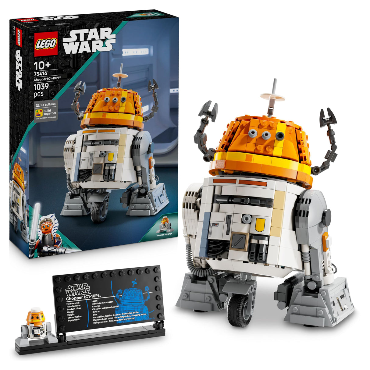 LEGO Star Wars 75416 Droide Astromecánico Chopper (C1-10P) - Juguete de Ahsoka - Figura Articulada - Cabeza Móvil Activada por Palanca y Extremidades Ajustables - Regalo para Niños y Niñas de 10+ Años