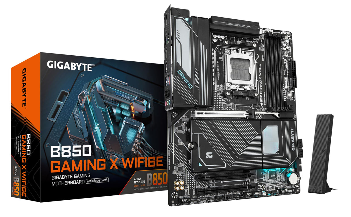 GIGABYTE B850 Gaming X WIFI6E Placa Base - Procesadores AMD Ryzen Serie 9000, VRM Digital de 12+2+2 Fases, hasta 8200MHz DDR5 (OC), 1xPCIe 5.0 + 2xPCIe 4.0 M.2, LAN 2.5G, WiFi 6E, USB 3.2 Gen 2x2