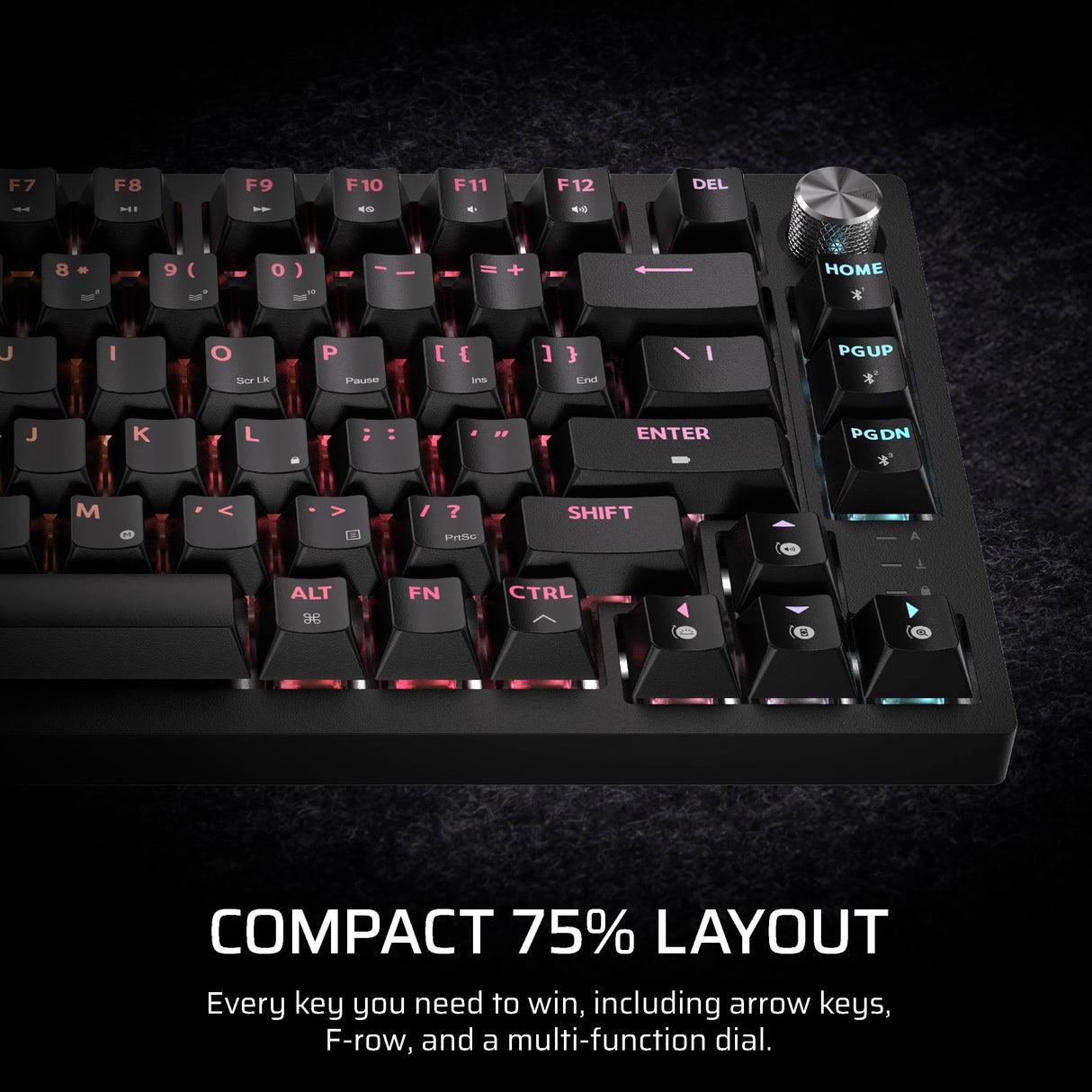 Corsair K65 Plus Wireless 75% RGB Teclado mecánico para Juegos Intercambiable en Caliente – Conmutadores táctiles pre-lubricados MLX Fusion – Dos Capas de amortiguación de Ruido – Teclas PBT –