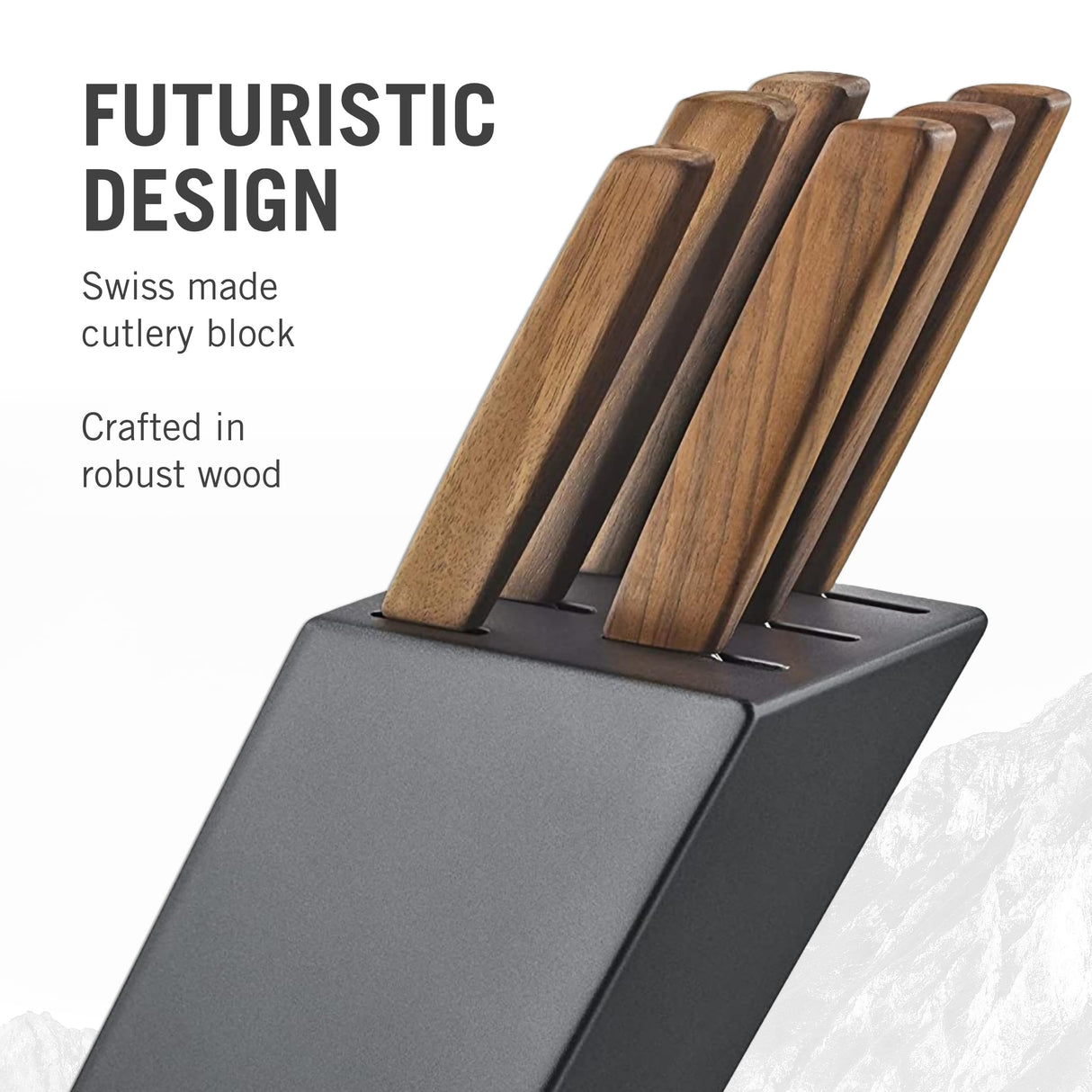 Victorinox Swiss Modern Bloque de cuchillos profesionales con contenido, 6 piezas, incl. 6 cuchillos de chef con mango de madera, negro