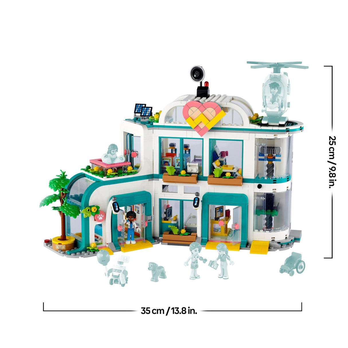Lego Friends Hospital de Heartlake City con Helicóptero de Juguete y Mini Muñecos de Personajes, Set de Construcción para el Juego de rol de Doctores, Regalo para Niñas y Niños de 7 Años o Más 42621