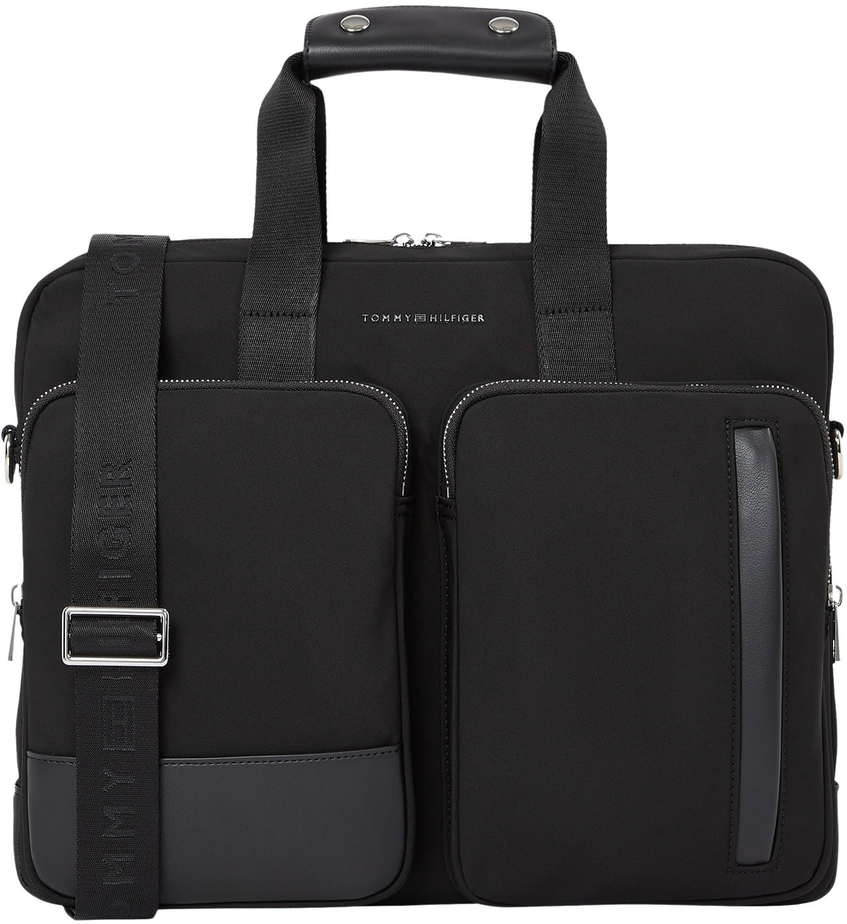 Tommy Hilfiger Maletín para portátil Hombre Business Nylon con bolsillo exterior, Negro (Black), Talla Única