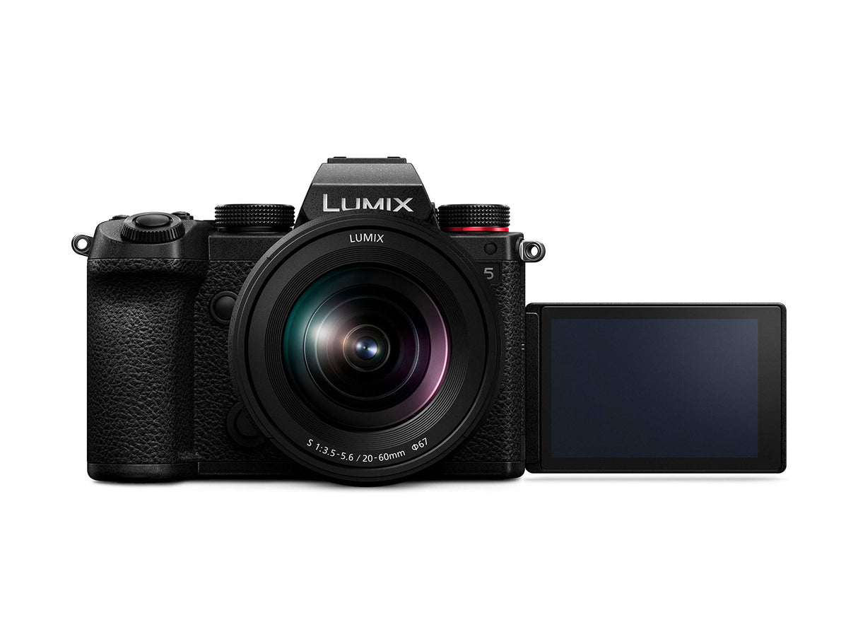 Panasonic LUMIX DC-S5 S5 Cuerpo de cámara sin Espejo de Marco Completo, grabación de Video 4K 60P con Pantalla abatible y Wi-Fi, Lente de 20-60 mm, 5 Ejes Dual I.S, (Negro), más batería Adicional