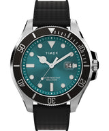 Timex Trend - Reloj de 43 mm para hombre, correa de liberación rápida de dos piezas, esfera verde, caja en tono plateado TW2V91700