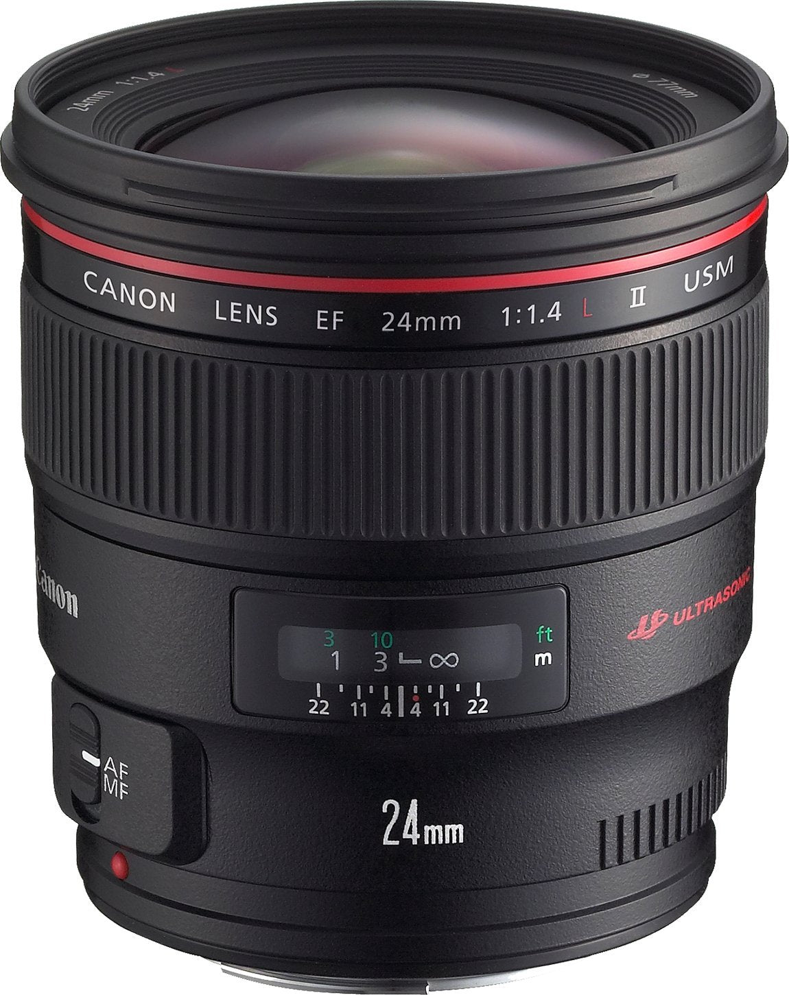 Canon EF 24 mm f/1.4L II USM - Objetivo para Canon (Distancia Focal Fija 24mm, Apertura f/1.4-22, diámetro: 77mm) Negro