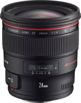 Canon EF 24 mm f/1.4L II USM - Objetivo para Canon (Distancia Focal Fija 24mm, Apertura f/1.4-22, diámetro: 77mm) Negro