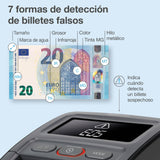 Detector de billetes falsos portátil Safescan 155-S completo para verificar rápidamente billetes - Detector billetes falsos con 7 puntos de detección - Detector de billetes falsos 100% fiable