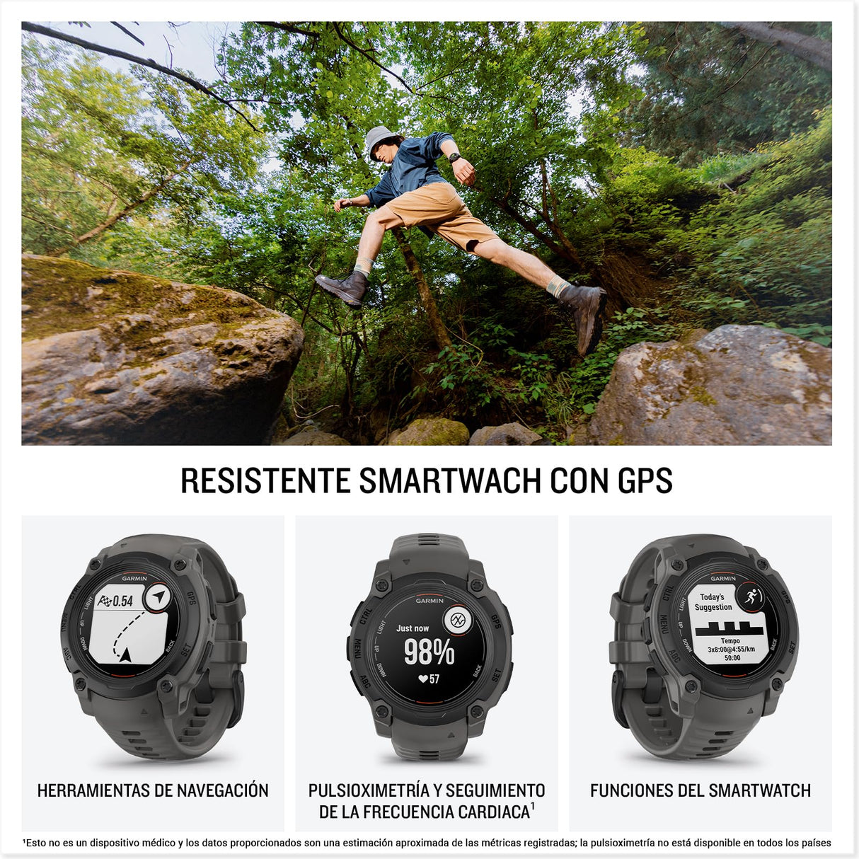 Garmin Instinct E, Reloj Inteligente con GPS, 40 mm, Resistente al Agua, Aplicaciones Deportivas integradas, Monitorización de la Salud, Notificaciones Inteligentes, Negro