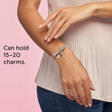 Pandora Icons Pulsera de plata con cadena de serpiente con cierre de corazón chapada en oro rosa de 14 quilates y circonitas cúbicas transparentes, 19