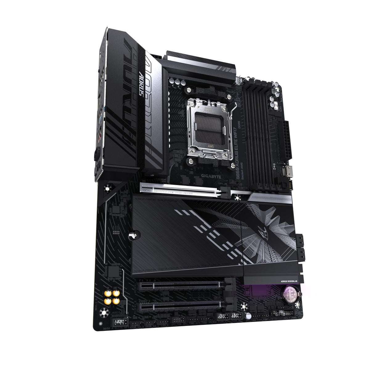 GIGABYTE B850 AORUS Elite WIFI7 Placa Base - Procesadores AMD Ryzen Serie 9000, VRM Digital de 14+2+2 Fases, hasta 8200MHz DDR5 (OC), 1xPCIe 5.0 + 2xPCIe 4.0 M.2, LAN 2.5, WiFi 7, USB 3.2 Gen 2x2