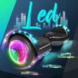 Hoverboard avec roues et phare LED de 6,5 Pouce, Bluetooth, cadeau pour enfants