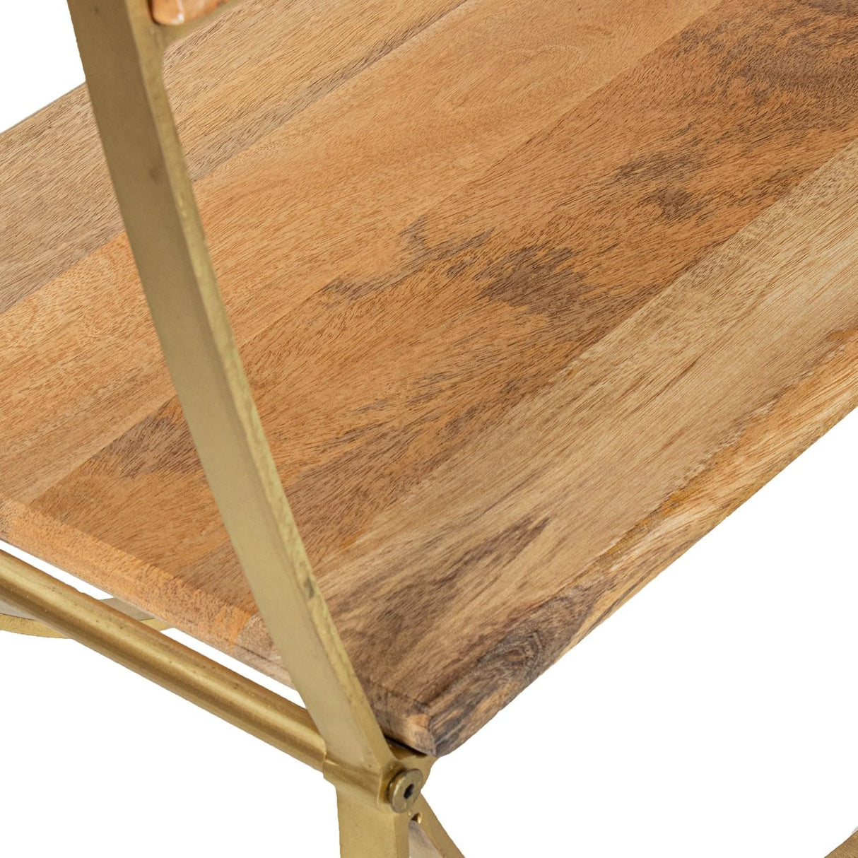DRW Estanteria de Suelo de Metal con baldas de Madera en Dorado y Natural 91x36x180 cm
