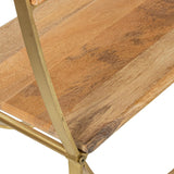 DRW Estanteria de Suelo de Metal con baldas de Madera en Dorado y Natural 91x36x180 cm