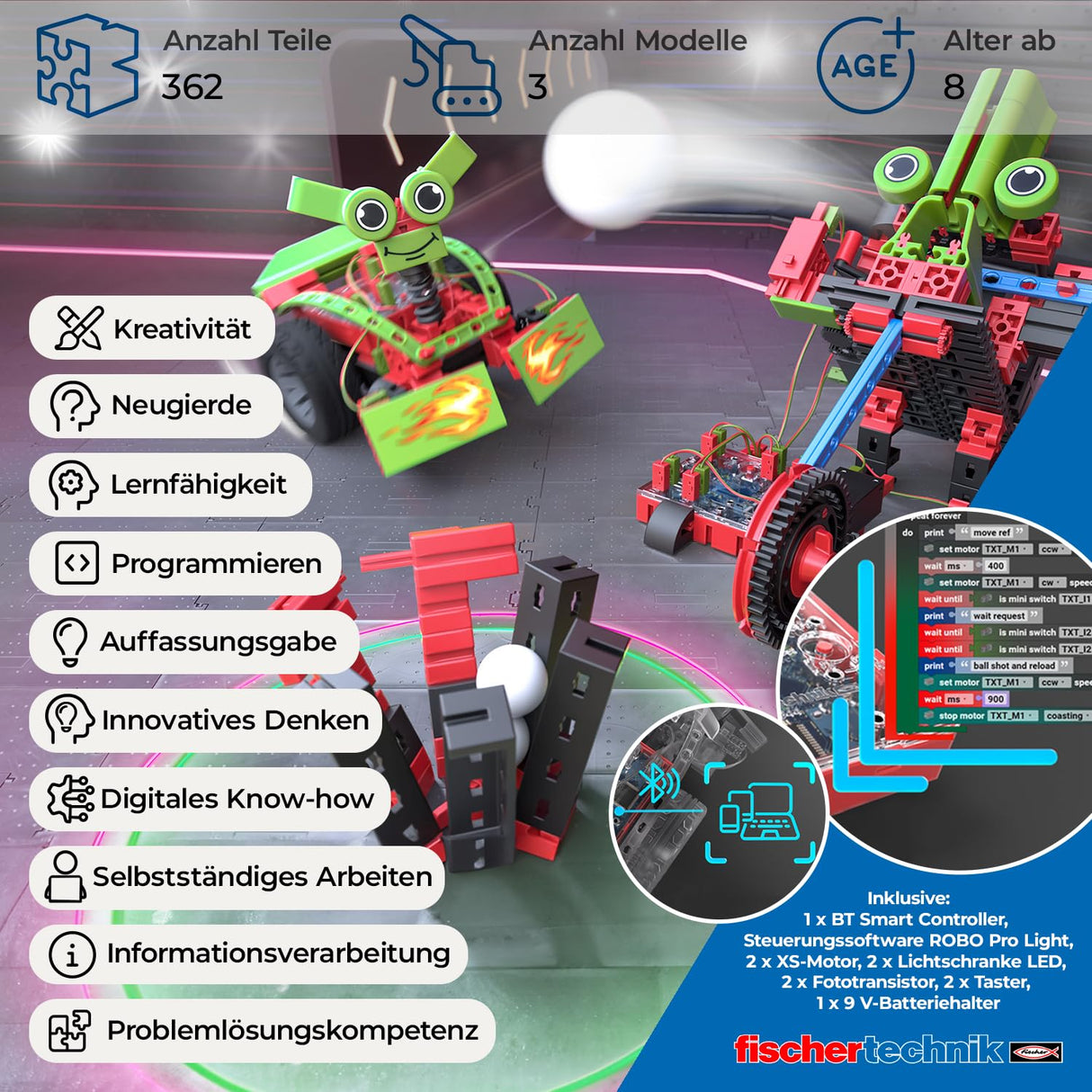fischertechnik ROBOTICS Smart Robots Pro 569021 – robots programables, kit de robotica, 12 modelos, a partir de 8 años
