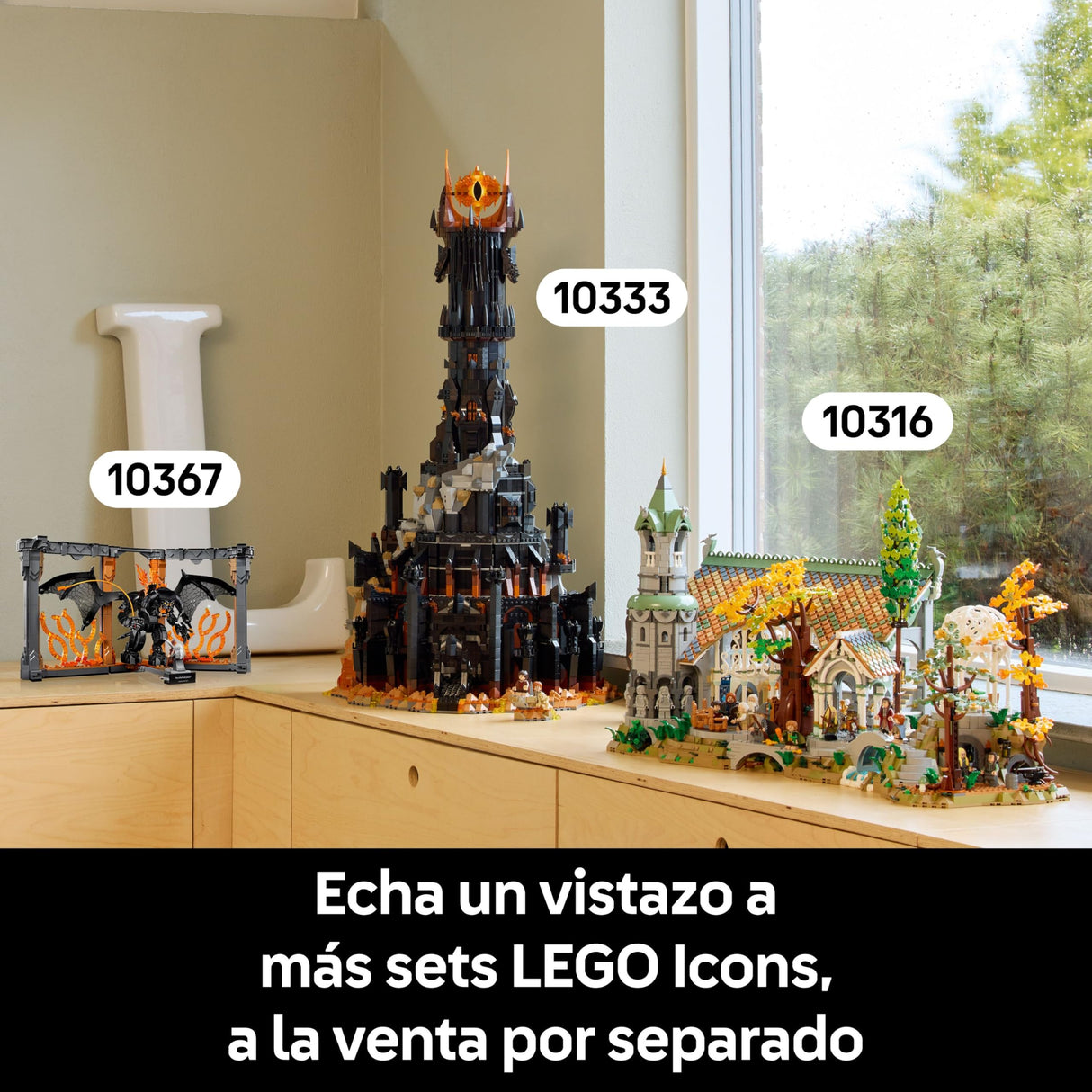 LEGO Icons Rincón Entre Libros: El Señor de los Anillos: Balrog Kit de Decoración, Set de Construcción, Regalo para Adultos y Amantes de la Épica Trilogía Cinematográfica 10367