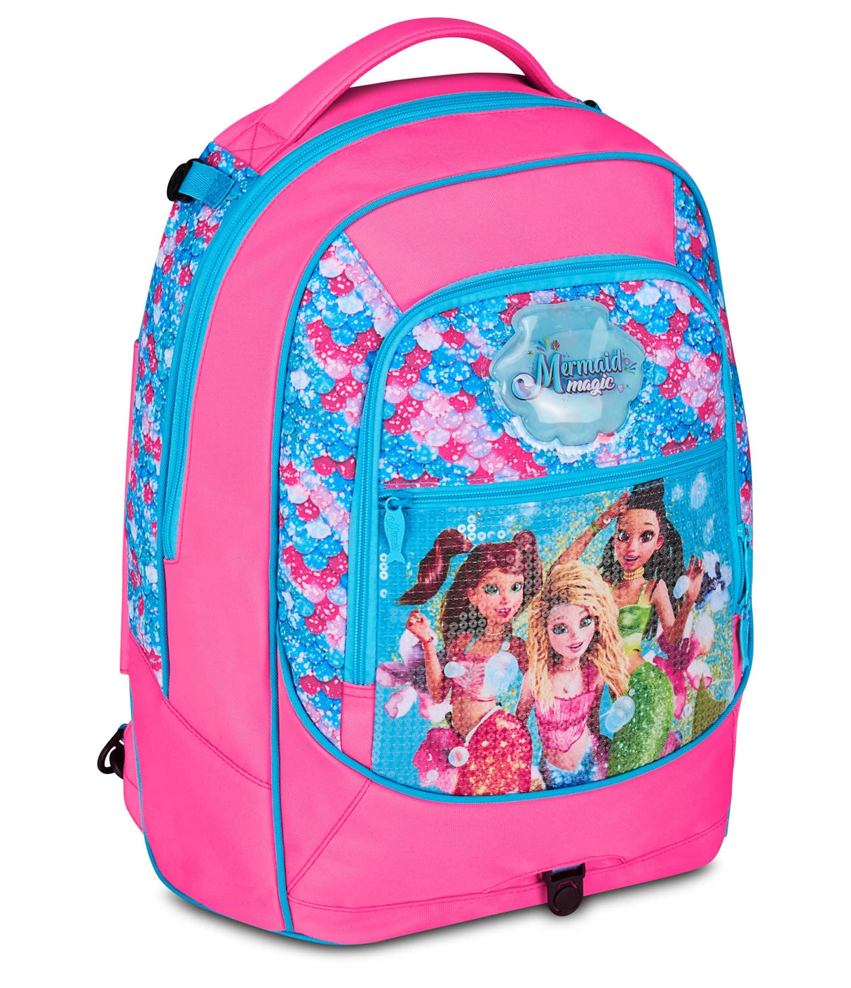 Seven Mermaid Magic - Carro escolar Jack de 3 ruedas, fucsia, mochila con carro desmontable de 33 litros, para escuela primaria y secundaria, niña, fucsia, Talla única, Casual