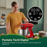 CHEFREE Batidora Amasadora Multifunción 1800W, 10 Velocidades de Rotación Planetaria, Robot Cocina con Bol de 7L, Gancho de Repostería, Batidor, Mezclador, Cuerpo de Metal, Rojo, M500