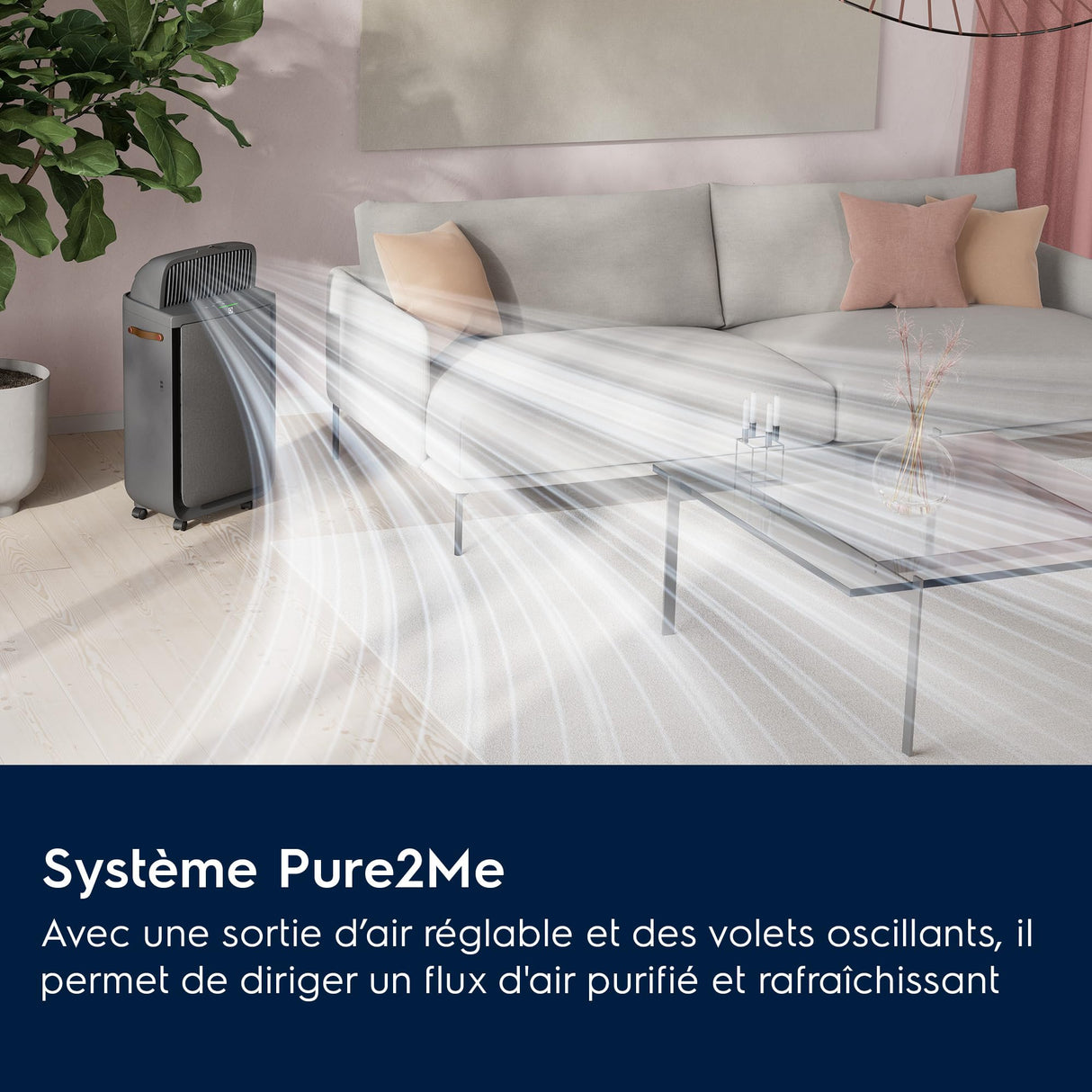 Electrolux Pure Multi 700, purificador de aire, conexión Wi-Fi, función de ventilador, aire puro Filtración HEPA en 5 pasos, 73m2 máx., silenciador, EPU72771DG, gris oscuro
