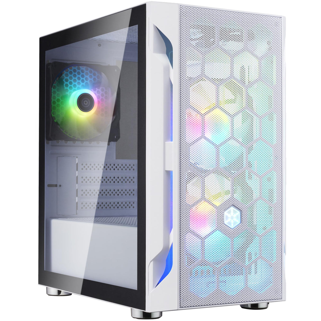 Silverstone Fara H1M Pro, Blanco, Chasis Gaming Micro-ATX Elegante y Diferente con iluminación ARGB, SST-FAH1MW-PRO